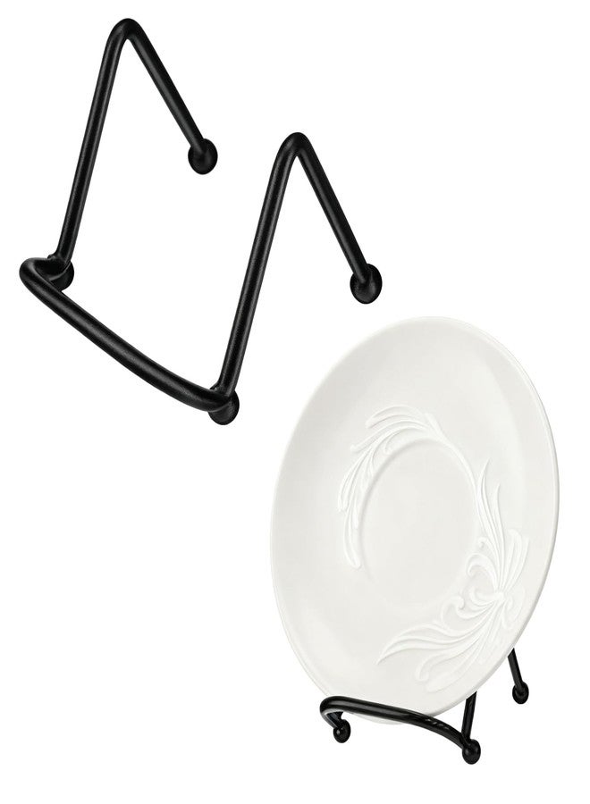 ZGGAZCA 2Pcs Small Display Stand Mini Metal Plate Holder Square Wire Stands for Picture and Photo Easels Black Frame Plate Holders for Coaster Collectibles Book Mobile Phone and Decorative 2" - Image 1